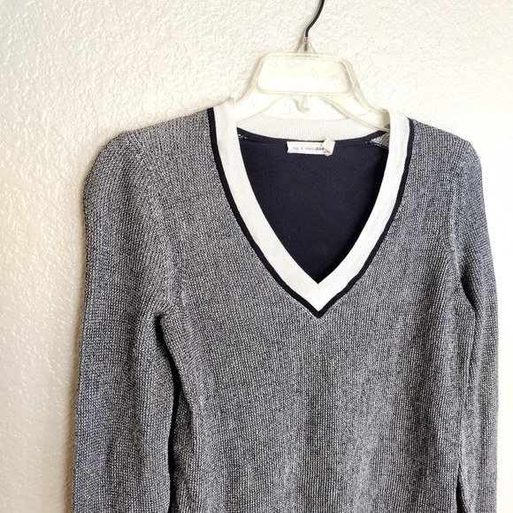 Rag & Bone Ainsley Gray Black Knit V-Neck Long Sleeve Sweater sz Xs - Picture 8 of 9